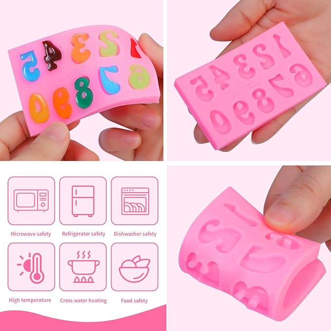 Silicone Fondant Mold Chocolate Molds, 0-9 Number and 26 Letters Silicone Molds for Cake/Cupcake Topper Cookies Desserts Decoration(4 pack)