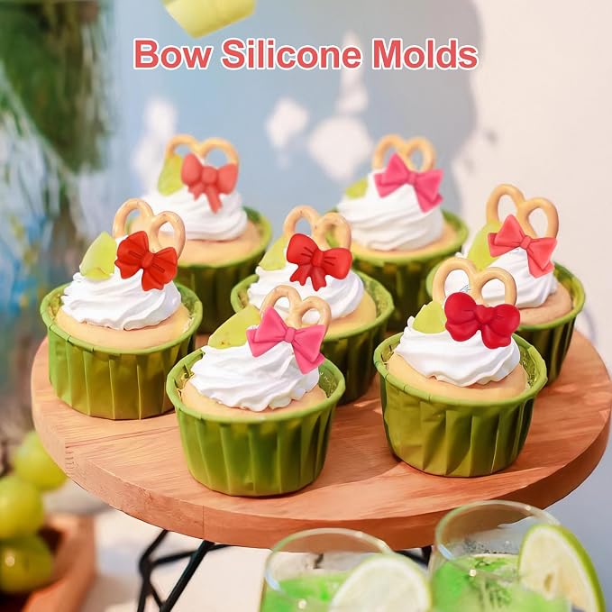 Bow Chocolate Mold, 2-Pack Small Bow Candy Molds 76 Cavities | Mini Gummy Molds with Butterfly-Bow in 6 Shapes Design for Sugar Biscuit Cake Decora Cupcake Topper, Birthday Wedding Party - Image 2