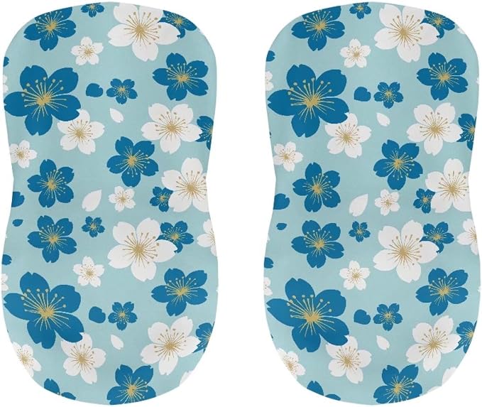 Blue Cherry Blossom Set of 2 Bar Stools Slipcovers, Height Counter Bar Stool Protector Non Slip Swivel Seat Covers Adjustable Stool Chair for Home Kitchen Cafe Furniture - Image 4