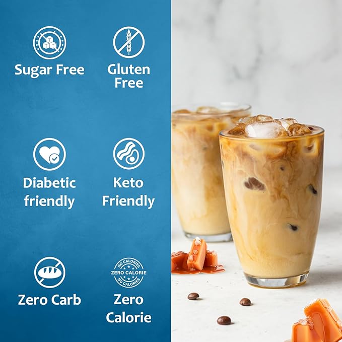 Syruvia Sugar Free Salted Caramel - 25.4 fl oz. Premium Coffee Flavoring Syrup. Perfect for Drinks, Sodas, Shakes, Desserts, and More (3-Pack)