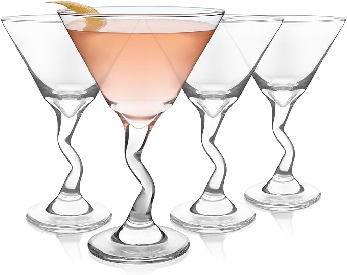 Libbey Z-Stem Martini Glasses Set of 4, Lead-Free Glasses with Z- Stem, Dishwasher Safe Martini Glasses Set for Parties by Libbey