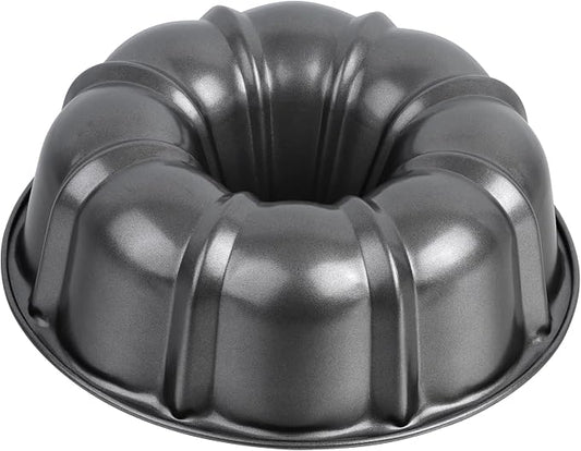 P&P CHEF 10 Inch Gray Non-stick Cake Pan, Carbon Steel Fluted Tube Pan | Round Baking Pan for Pound Cake, 10-Cup Large Capacity Bakeware, Healthy & Heavy Duty, 1 Piece by PPCHEF