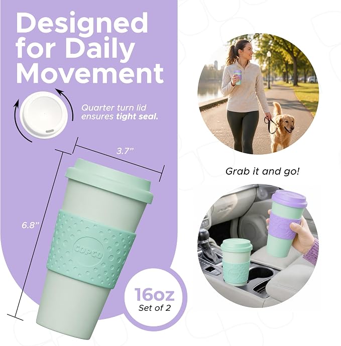 Copco Acadia Travel Mug, 16 Oz - Purple & Teal, Set of 2 - Image 2
