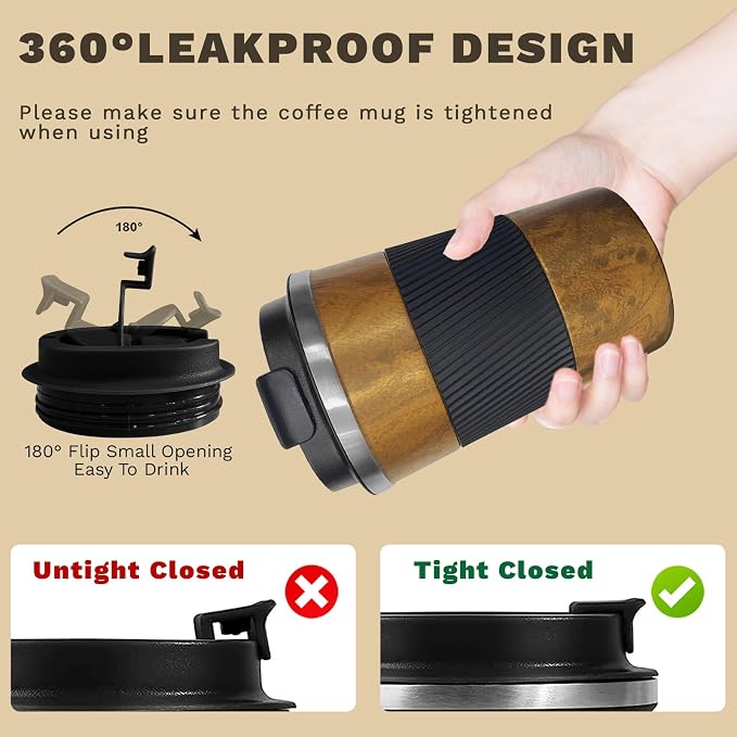 Vacuum Insulated Stainless Steel Travel Coffee Mug,Leak Proof Cup with Lid | 304 stainless steel mug with vacuum insulation, leak proof lid, silicone grip and car cup holder friendly design - Image 5