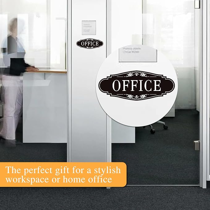The Office Door Sign for Home and Business，Self-Adhesive Waterproof and Fade-Resistant Modern Office Sign Sticker for House，Business，Door, Window Black - Image 4