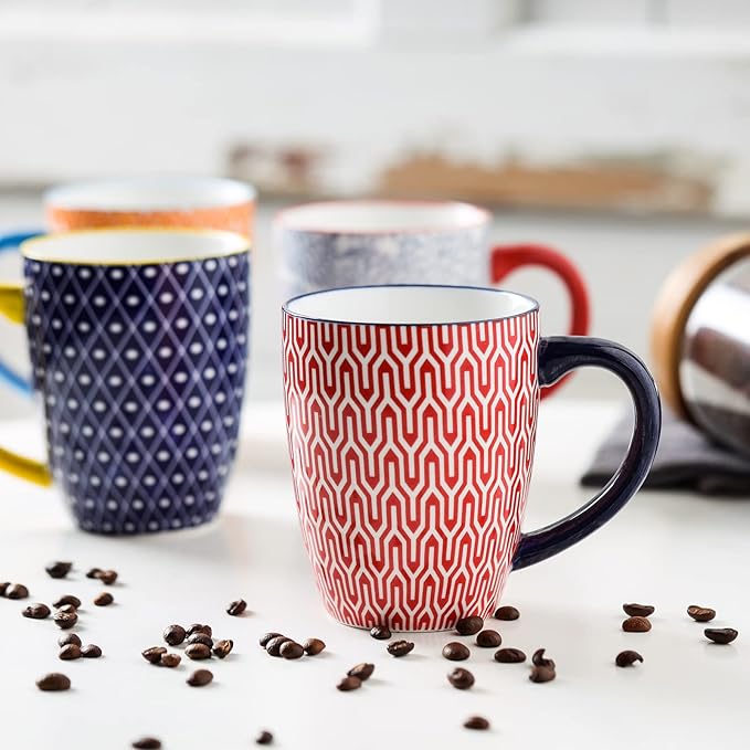 Selamica 16 oz Porcelain Coffee Mugs Set of 6, Coffee Cups Ceramic With Handle, Dishwasher, Oven, Microwave Safe, Assorted Colors - Image 3