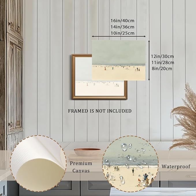XOCUUI Vintage Wall Decor Ocean Art - 12x16 French Country Coastal Wall Art, Seascape Nautical Pictures Sailing Boat Artwork, Beach Landscape Prints Vintage Coastal Decor for Bedroom (UNFRAMED) - Image 2