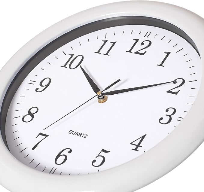 Clockswise Decorative Classic White Round Wall Clock for Living Room, Kitchen, Dining Room, Plastic - Image 5
