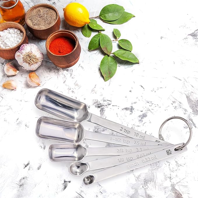 King Arthur Baking Company Odd-Sized Measuring Spoons, 18/8 Stainless Steel, 5-Piece Set