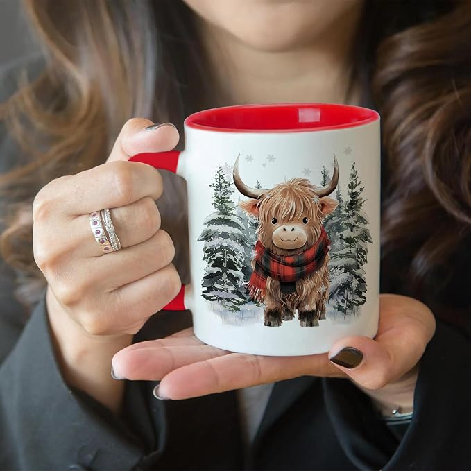 Hyturtle Highland Cow Coffee Mug Gifts on Christmas Winter For Cow Lovers | Winter Cow Gifts For Women, Premium 11oz ceramic mug, Vivid double-sided print, Comfort grip handle, Fade-resistant print - Image 6