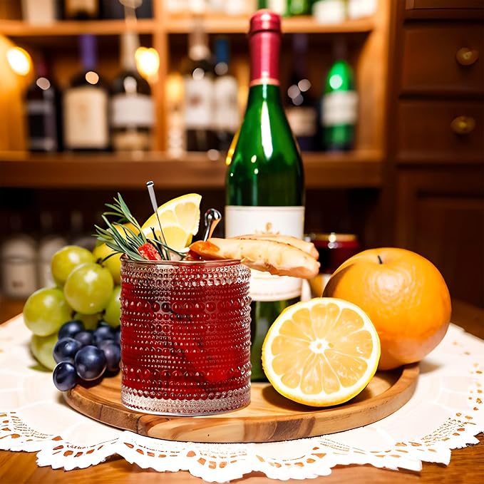 ZOOFOX Set of 6 Romantic Water Glasses, 12 oz Hobnail Glasses Tumbler, Clear Embossed Vintage Glassware Set for Beer, Cocktail, Soda, Beverages - Image 6
