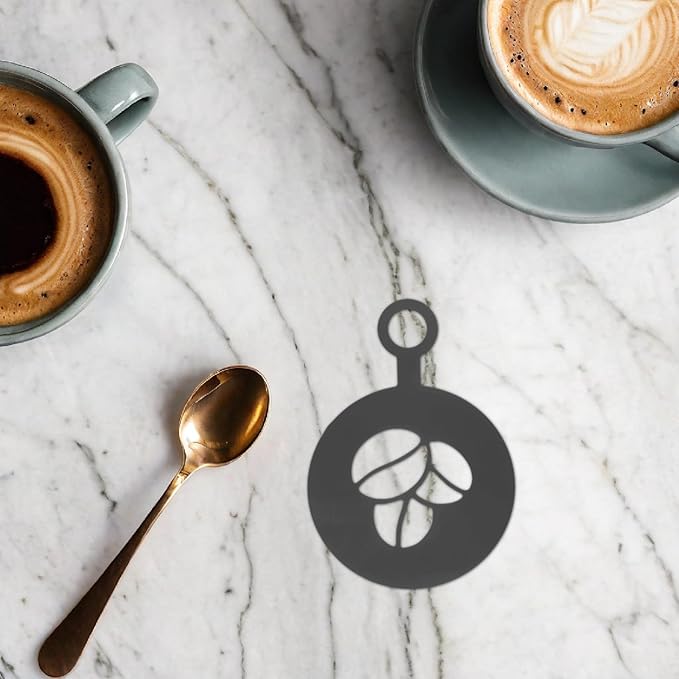 4pcs Stainless Steel Coffee Stencils: Latte Art Decorating Templates for Cappuccino Cake and Bread - DIY Spray Stencil Tools