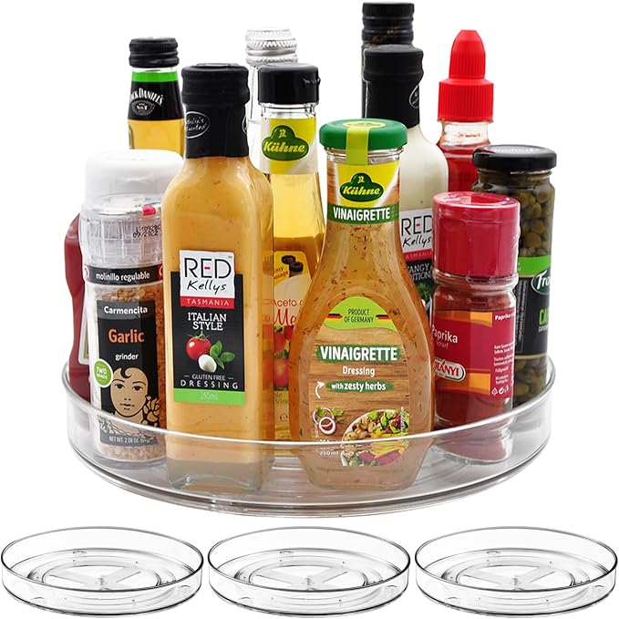 Amolliar Lazy Susan Organizer, 11" 4 Pack, Turntable Organizer for Cabinet | Lazy Susan for Fridge, Kitchen, Pantry Organizer and Storage, Rotating Tray, Spice Rack Condiment, Under Sink Organizer by Amolliar