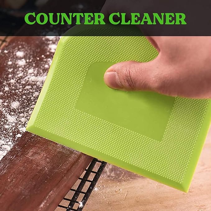 SURDOCA Dough Scraper Bench Scraper - 3P 4.7x3.7" Plastic Flexible Bowl Scraper, Sharp Edge & Angles Cake Scraper. Non-Slip Bakeware Decorating Tools Sculpting & Modeling Tools - Pure Green