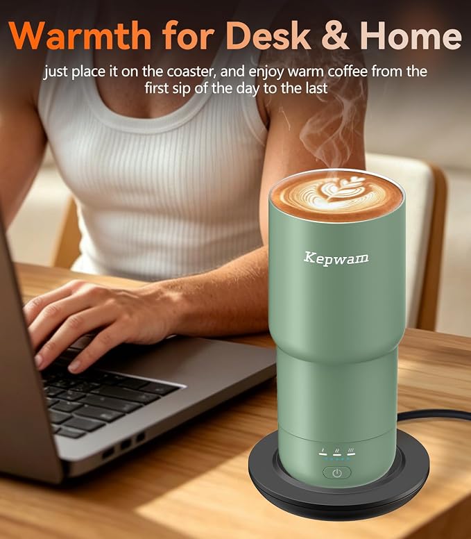 Kepwam Heated Coffee Mug Rechargeable T3, 20oz Self-Heating Travel Mug for Coffee with 1℉ Precise Temperature Control & App, Portable Cup Warmer for Outdoor & Car (Fits Cup Holders) - Image 4
