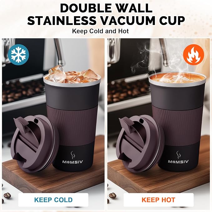 MOMSIV 17oz Travel Coffee Mug, Insulated Coffee Cup with Leakproof Lid | 6-Hour Heat Retention, 360°Leak proof, Vacuum Stainless Steel Double Walled, BPA-free, Reusable And To Go Coffee Mug - Image 3