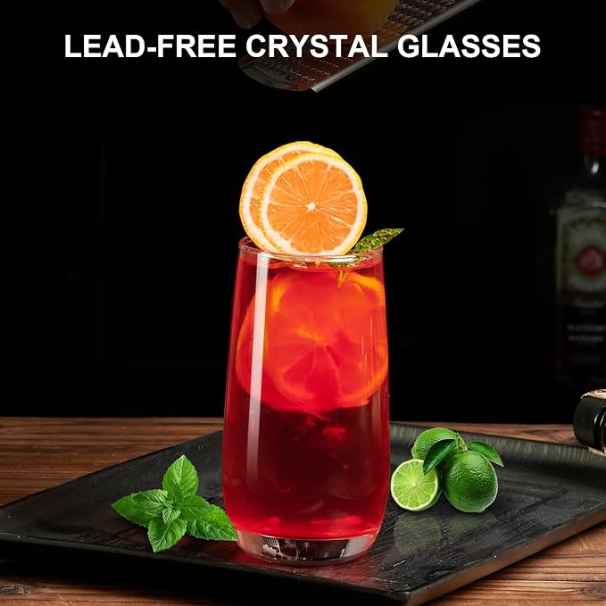 PARACITY Highball Glasses Set of 2, Drinking Glasses 12 Oz, Clear Glass Cups, Tall Tumbler Water Glasses, Glassware Set for Cocktail, Coffee, Mojitos | Clear drinking glassware for cocktails, coffee, mojitos and water, with a tall profile for home kitc... - Image 3