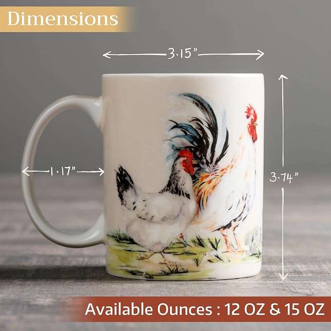 Maison d' Hermine Coffee Mug with Handles Tea Cups (12 Ounce, Pack of 1) | Fine Bone China Coffee Mugs for Hot Beverages Cappuccino Latte Home Restaurant Hotel Spring Summer -Campagne - Basse Cour - Image 4