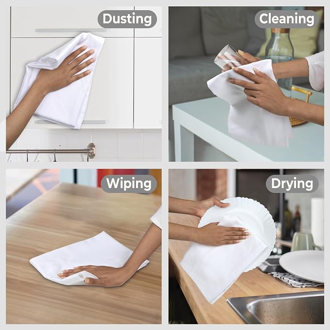 Urban Villa Kitchen Towels Cotton Dish Towels 27”x27” (Set of 24) White - Image 6