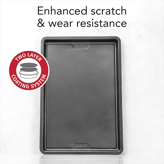 15 x 10 Inch Medium Gray Nonstick Steel Baking Cookie Sheet, Heavy Duty Oven Safe Bakeware Tray for Cookies, Pastries & Vegetable Roasting - Image 4