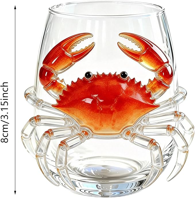 Artisanal Blue Ringed Glassware Octopuses Stemless Wine Glasses Marine Animal Bar Glass Coastal Home For Lovers (White1, A) - Image 4