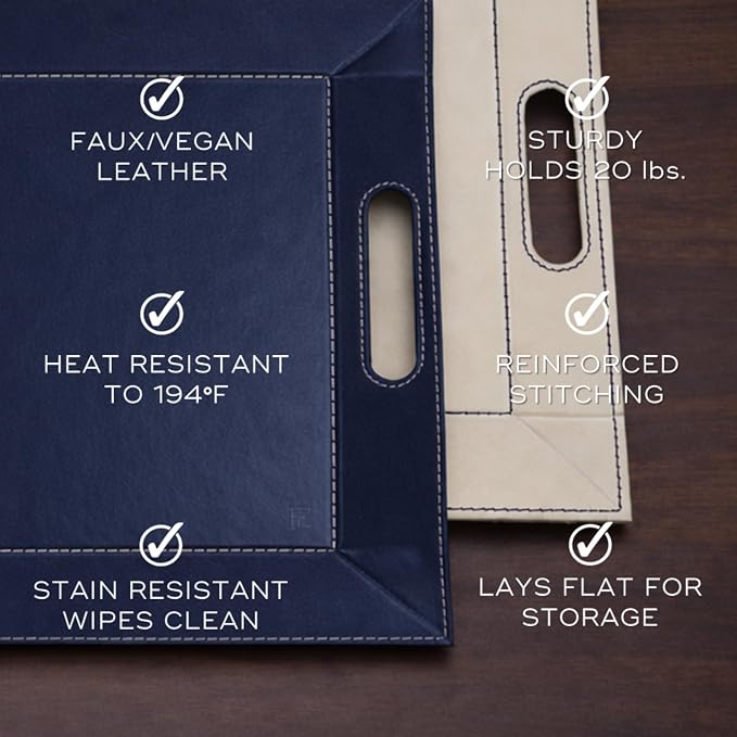 2-in-1 Serving Tray & Placemat | Faux Leather & Reversible | Lays Flat as a Placemat or Folds into an Ottoman Food Tray, Easy to Clean - Image 6