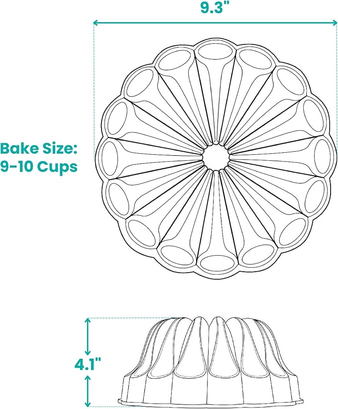Baker's Secret for Fluted Cake Pan, Fluted Cake Pans, Perfect for Fluted Cakes, Die Cast Aluminum Cake Pans, 2 Layers Non-stick Coating, Cake Pan - Cast Aluminum Collection (Fountain) - Image 2