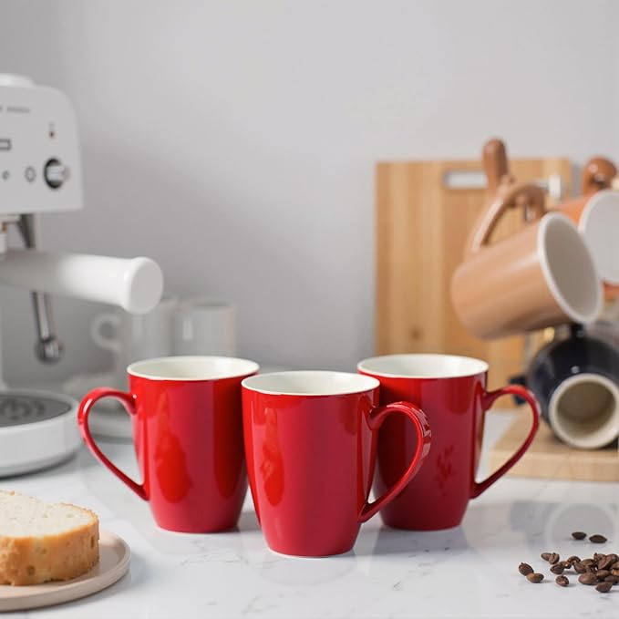 BTaT- Porcelain Coffee Mugs Set, 16 Ounces, 4 Pack, Red Ceramic Coffee Mugs with Handle, Restaurant Cups for Mocha, Tea, Cappuccino, Cocoa, Cereal, Mug Gift Set, Dishwasher and Microwave Safe - Image 7