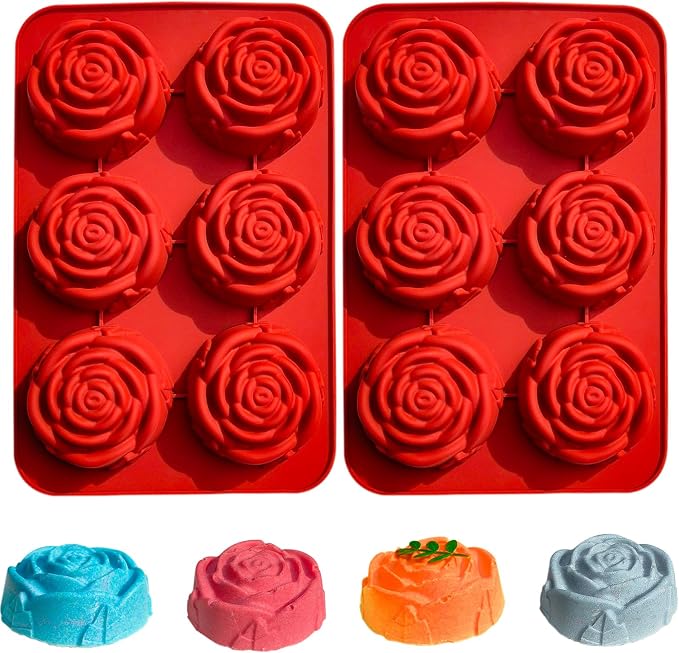 2Pcs Rose Silicone Molds for Baking, Mother's Day Silicone Flower Ice Cube Chocolate Molds for Cake Chocolate Cookie Candy Mousse Dessert Cookies Pudding Jelly Soap Candle making by Unknown