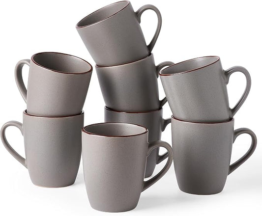 famiware Venus Coffee Mugs for 8, 13 oz Mug Set, Dringking Cup with Handle for Coffee, Tea, Cocoa, Milk, Dark Grey by Famiware