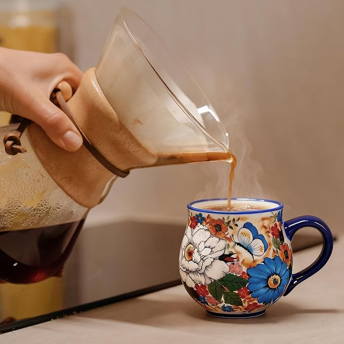 ALMA 12oz Handpainted Ceramic Tea Mugs | Microwave & Dishwasher Safe, Ideal for Morning Coffee Tea, Home Kitchen Dining Room Display, For Home Makers & Women - Image 3