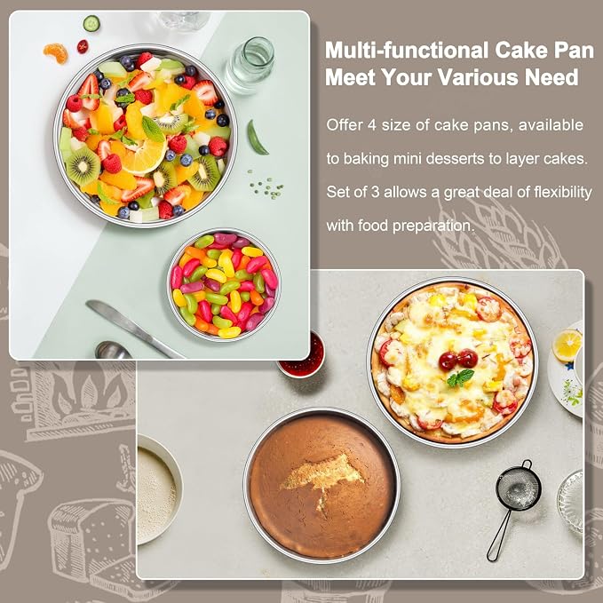 Homikit Mini Round Cake Pan Set of 2, 4 Inch Stainless Steel Small Baking Pans, 2” Deep Layer Smash Cake Tins, Oven & Dishwasher Safe，Non-Toxic & Healthy - Image 7