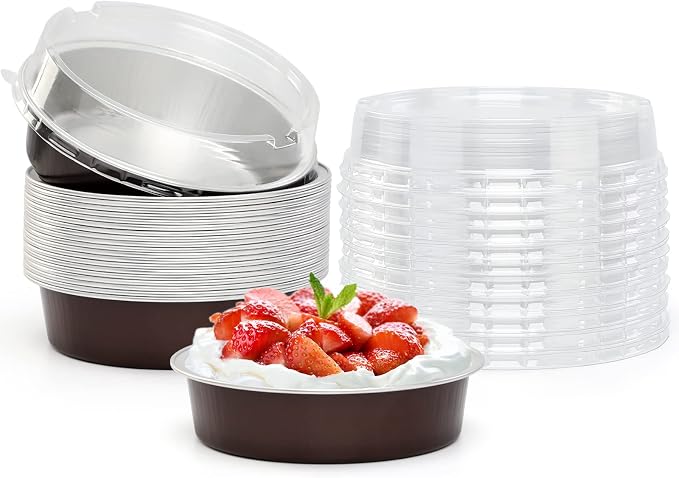 Beasea Mini Pie Pans 20 Pack Disposable Pie Tins Aluminum Pie Pan with Lids, 4 Inch Round Oven Baking Mini Cake Pan 8 Oz Foil Pan for Pie Tart Quiche by Beasea