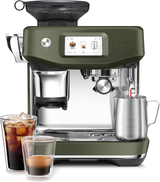Breville BES881OLT Barista Touch Impress, Olive Tapenade | Enjoy cold extraction functionality for cold brew beverages with this semi-automatic espresso machine with built-in grinder by Unknown