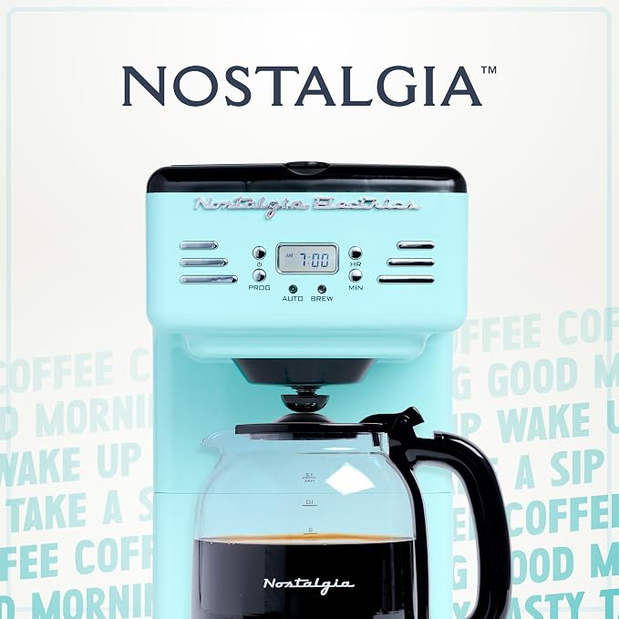 Nostalgia Retro 12-Cup Programmable Coffee Maker With LED Display, Automatic Shut-Off & Keep Warm, Pause-And-Serve Function, Aqua - Image 6