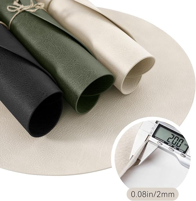 MOSAYT 13 Inch Round Vinyl Placemats Set of 4 - Faux Leather 100% Waterproof Oil-Proof Wipeable PU Place Mats, Heat Resistant Reversible Table Mats for Kitchen, Dining, Outdoor, Beige - Image 7