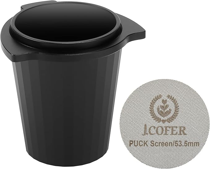 IKAPE 53.5mm Espresso Puck Screen, Reusable Professional Barista Portafilter Coffee Dosing Cup Set for Espresso Machine 53.5mm Bottomless Naked Portafilter (Espresso Set)