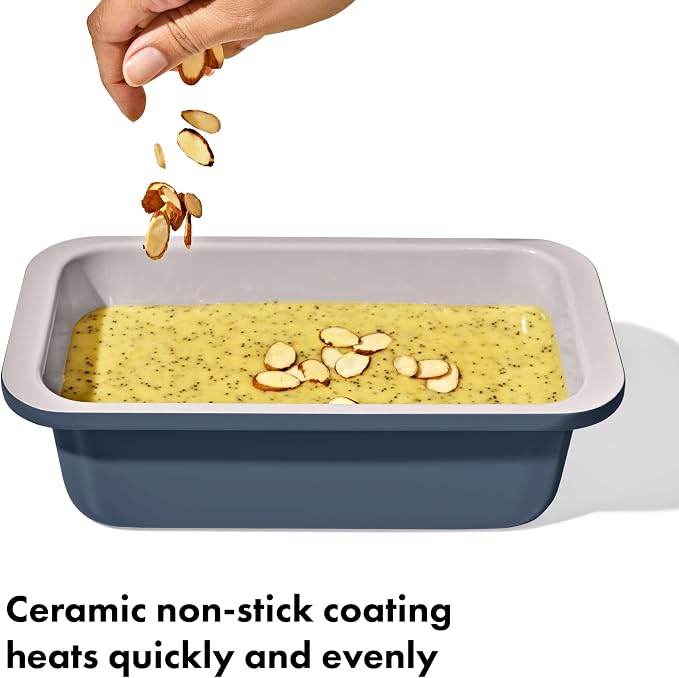 OXO Good Grips Non-Stick Pro Ceramic Coated Metal Bakeware 1Lb Loaf Pan – Storm Blue - Image 4
