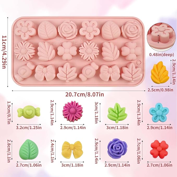 Flower Molds Silicone for Chocolate, Candy, 2 Pcs, 36-Cavity | Flower Chocolate Mold for Gummy,Jelly, Ice Cubes, Cake Decorations, DIY Party Favors, Non-Stick, Soft & Durable - Image 2