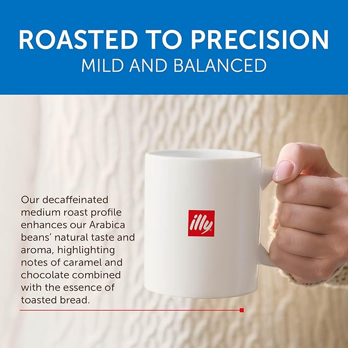 Illy Coffee K Cups - Pods For Keurig Machines – Classico Decaf Roast – Notes of Caramel - Mild, Flavorful & Balanced Flavor - No Preservatives – 10 Count, 6 Pack