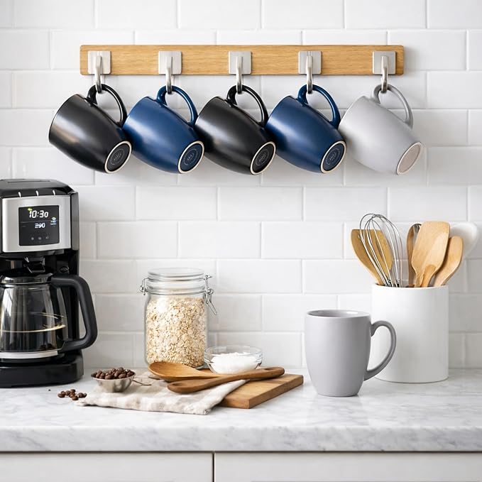 AmorArc Coffee Mugs Set of 6, 12oz Ceramic Coffee Mugs for Man, Woman, Dad, Mom, Modern Coffee Mugs Set with handle for Tea/Latte/Cappuccino/Milk/Cocoa. Dishwasher&Microwave Safe, Multi - Image 8