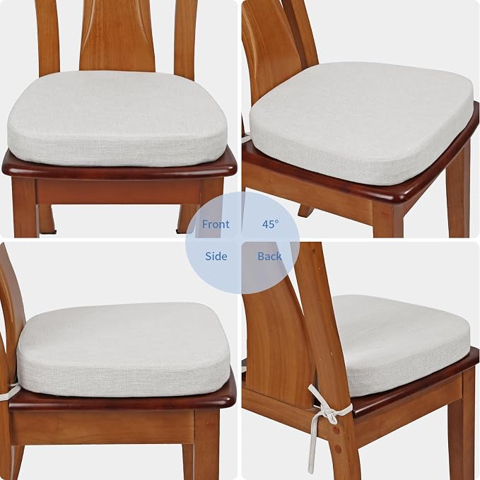 BUYUE Thickened 2.5" Dining Chair Cushions Set of 4, U-Shape High Density Foam Comfortable Chair Pads for Kitchen, Slip Resistant Indoor Seat Cushions (4 PCS, Light Gray) - Image 4