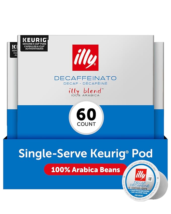 Illy Coffee K Cups - Pods For Keurig Machines – Classico Decaf Roast – Notes of Caramel - Mild, Flavorful & Balanced Flavor - No Preservatives – 10 Count, 6 Pack