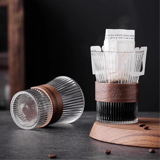drinking glassware Wood Circle Striped Pattern Drinking Glasses - Image 5
