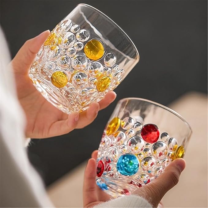 drinking glassware 10.5oz Drinking Glasses Handmade Multicolor Glassware(Yellow) - Image 4