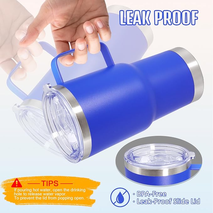 20 oz Tumbler with Handle and Lid Insulated Travel Coffee Mug DarkBlue 12P | Stainless Steel Tumbler, coffee tumbler with handle,Spill Proof Double Wall Vacuum Tumbler Cup Keep Drink Hot & Cold - Image 7