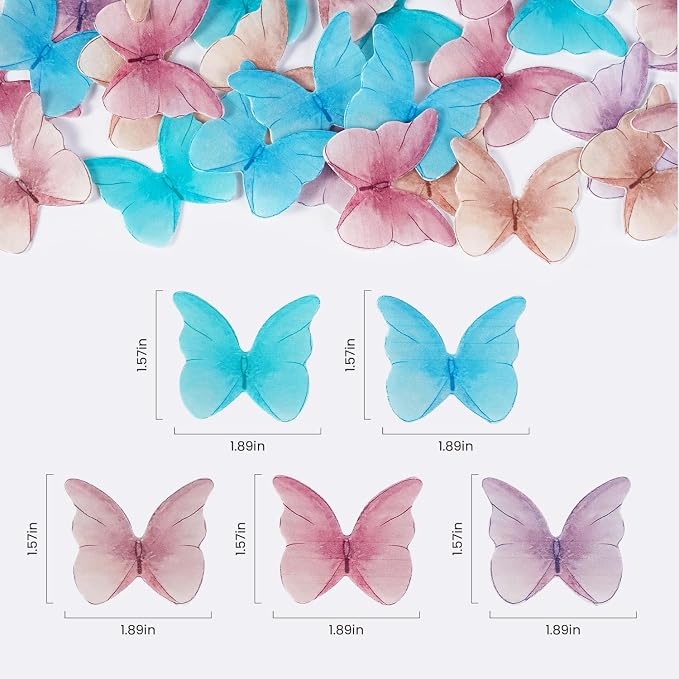 48 Pcs Butterfly Cake Decorations, Edible Wafer Paper Butterflies, Edible Butterfly Cake Decorations, Cupcake Topper, Mix Colors - Image 4