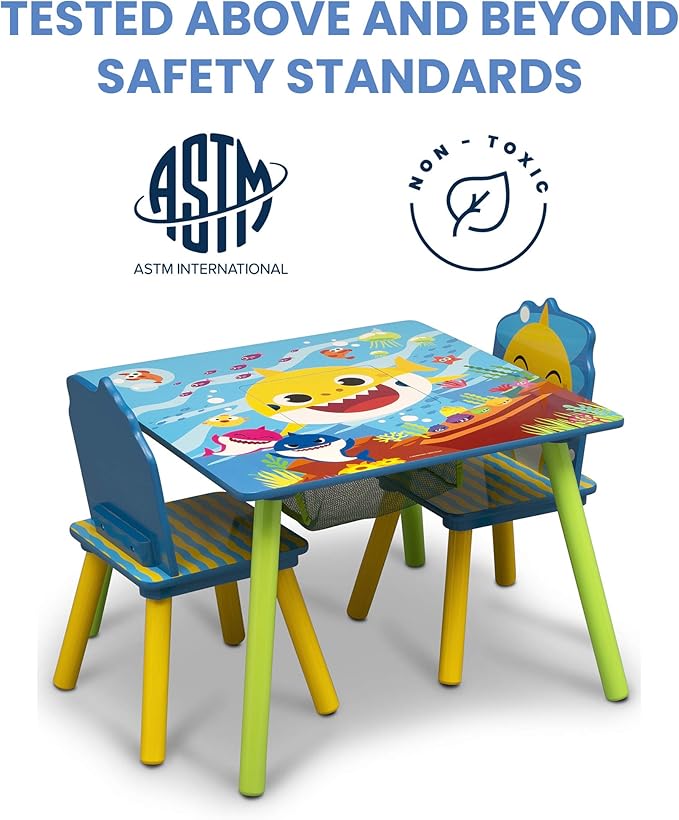 Delta Children Kids Table Storage (2 Chairs Included) -Ideal for Arts & Crafts, Snack Time, Homeschooling, Homework & More, Baby Shark, 3 Piece Set - Image 5