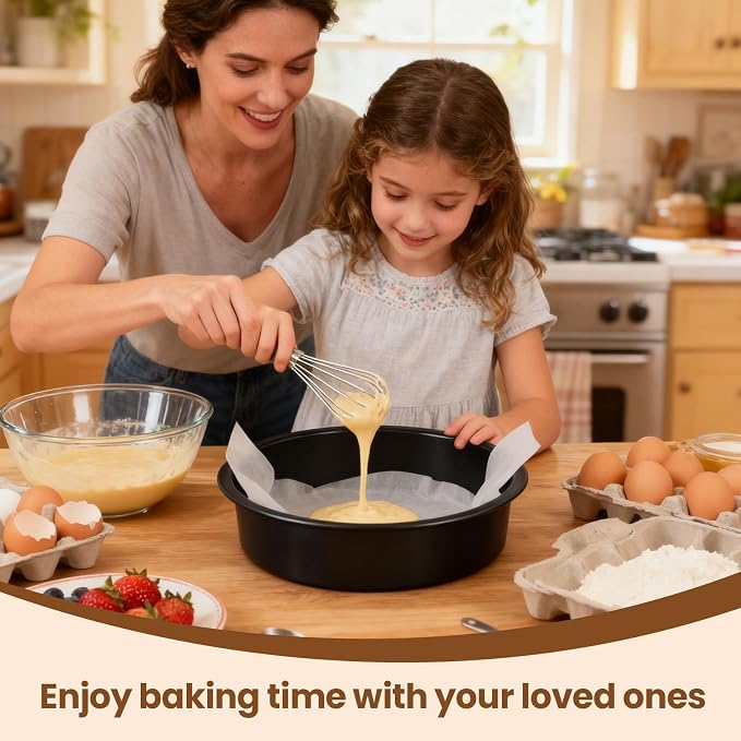 10 Inch Cake Pan Set of 2 - Nonstick Carbon Steel Round Cake Baking Pans with Parchment Paper, Dishwasher Safe, Durable for Large Layer Cakes, Birthday & Christmas Baking - Image 3