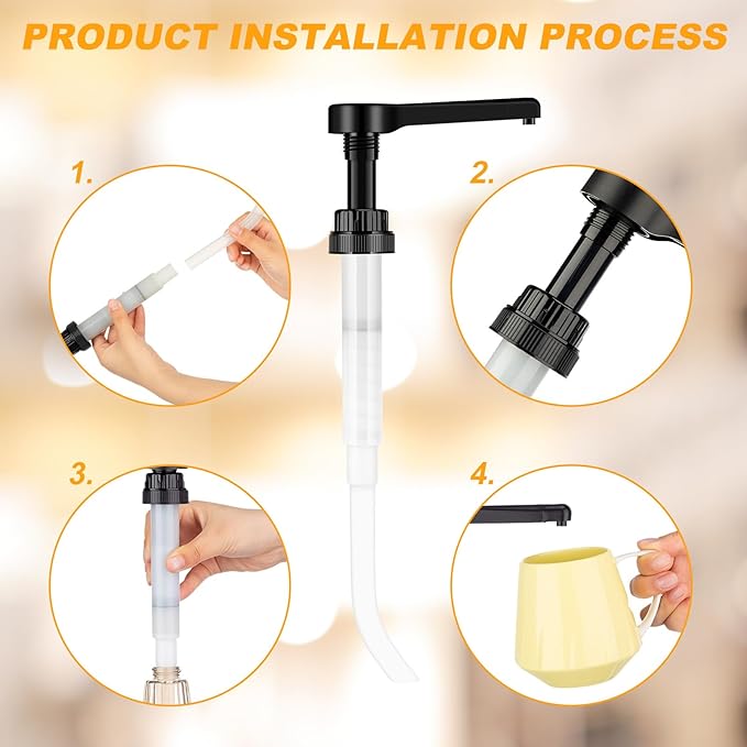 Hushee 2 Pcs Syrup Pump Dispenser for 64 oz Syrup Bottles Reusable Sauce Pump Coffee Dispenser Multifunctional Sugar Pumps for Chocolate Caramel Vanilla Mocha Sauces(Black)